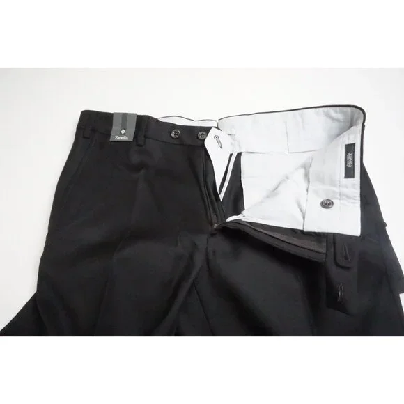Zanella Kemp Cinquanta Black 100% Wool Mens Pants Trousers Sz 50 EU NEW